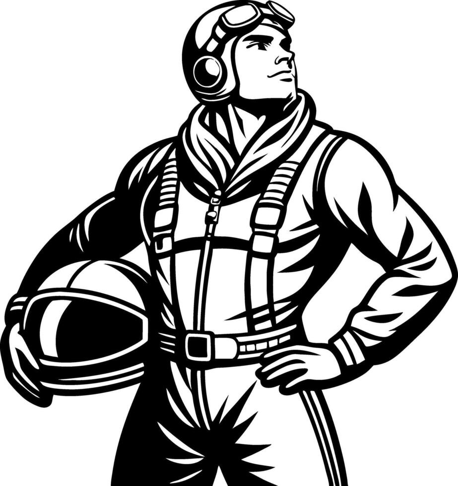 Vintage Pilot Illustration Retro Aviator Design for T-shirts and Posters vector