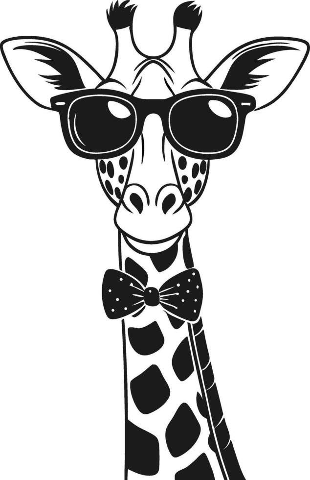 Cool Giraffe Wearing Sunglasses and Bow Tie Fun Animal Illustration vector