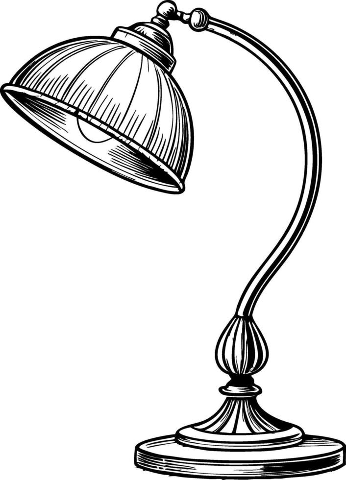 Elegant Vintage Desk Lamp with Curved Neck and Dome Shade for Home Office Decor vector