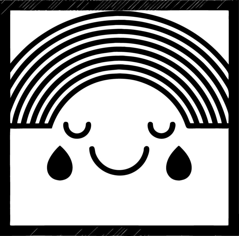 Happy Rainbow Character with Smile and Tears in a Minimalist Style for Fun Design Projects vector