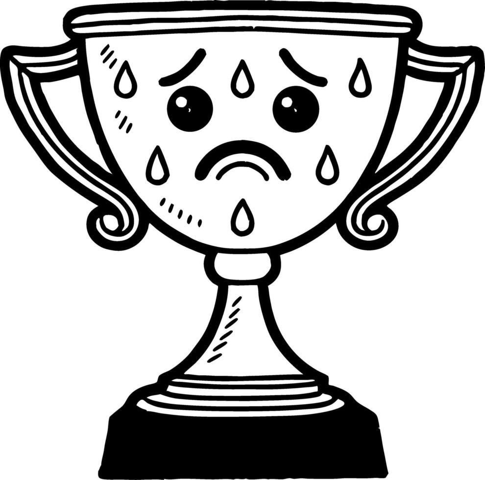Sad Trophy Illustration with Tears Cute Character for Emotional Design Concepts vector