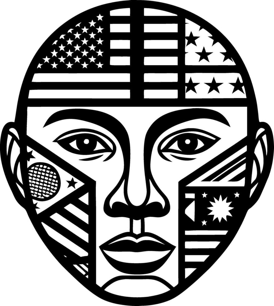 Abstract Face Design Featuring Multiple Flags for Cultural Representation and Artistic Projects vector