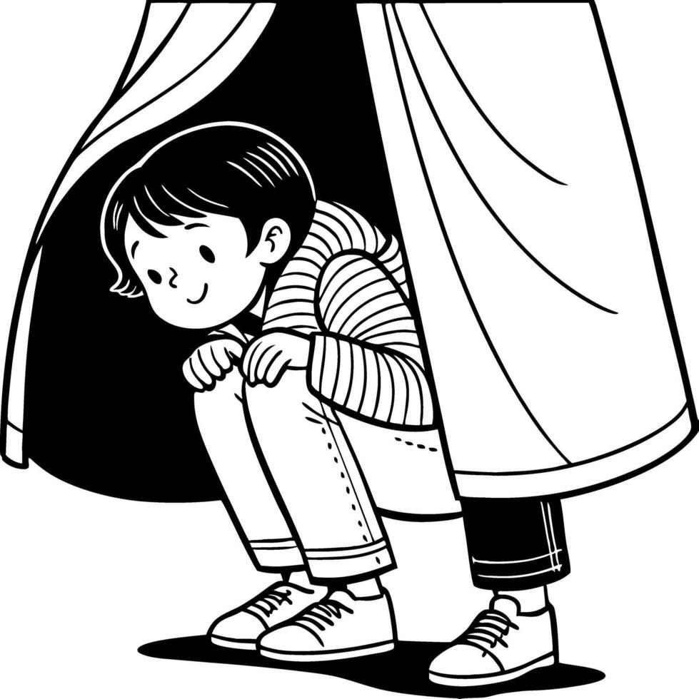 Playful Child Hiding Under Blanket Cute Illustration for Childrens Books and Craft Projects vector