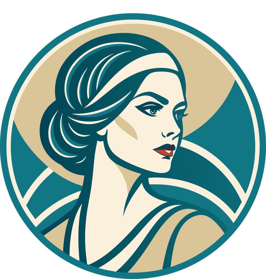Elegant Profile of a Beautiful Woman in Retro Style Design for Art and Decor vector