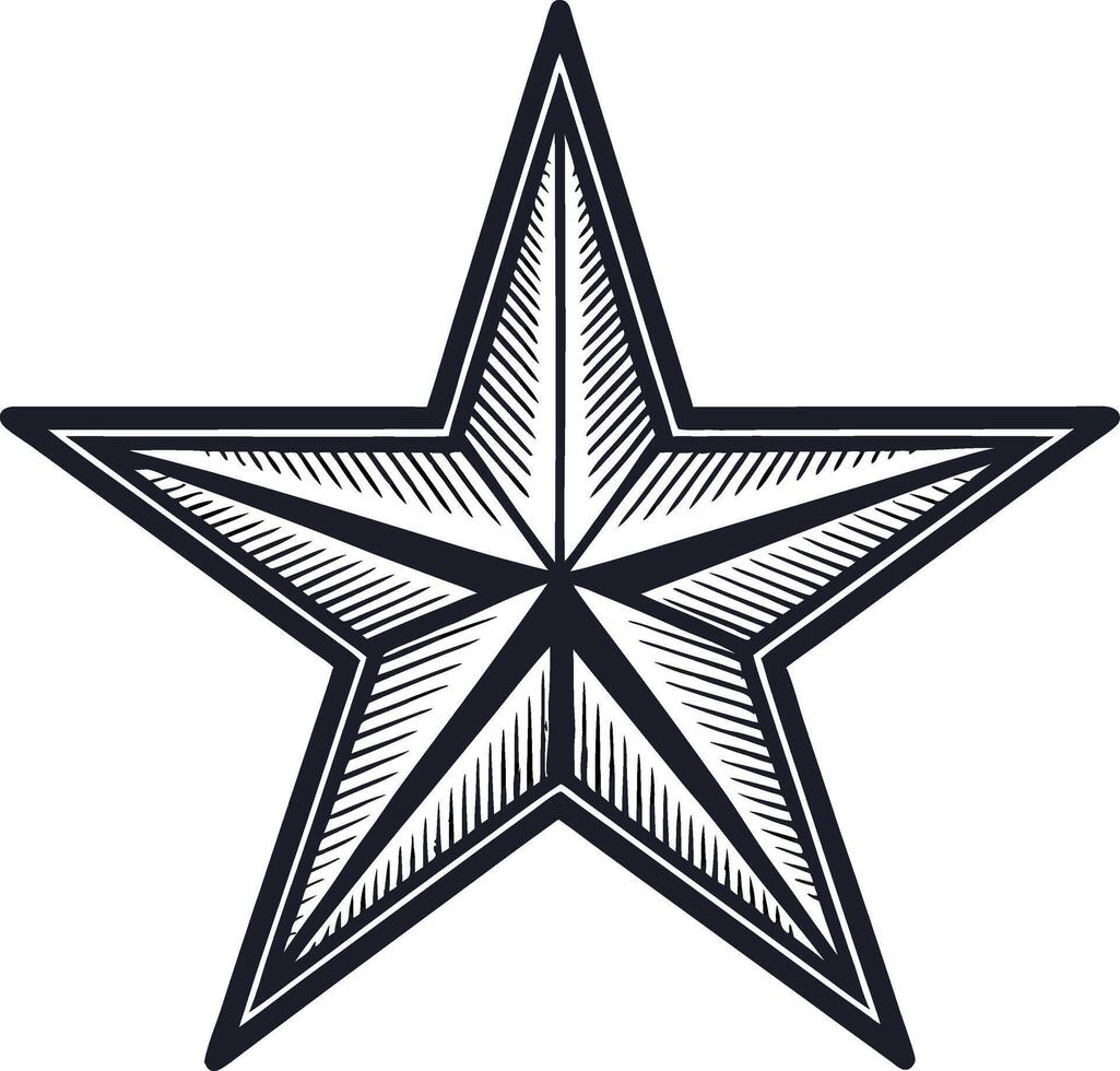 Stylized Black Star Design with Intricate Lines Ideal for Tattoo or Graphic Art Projects vector