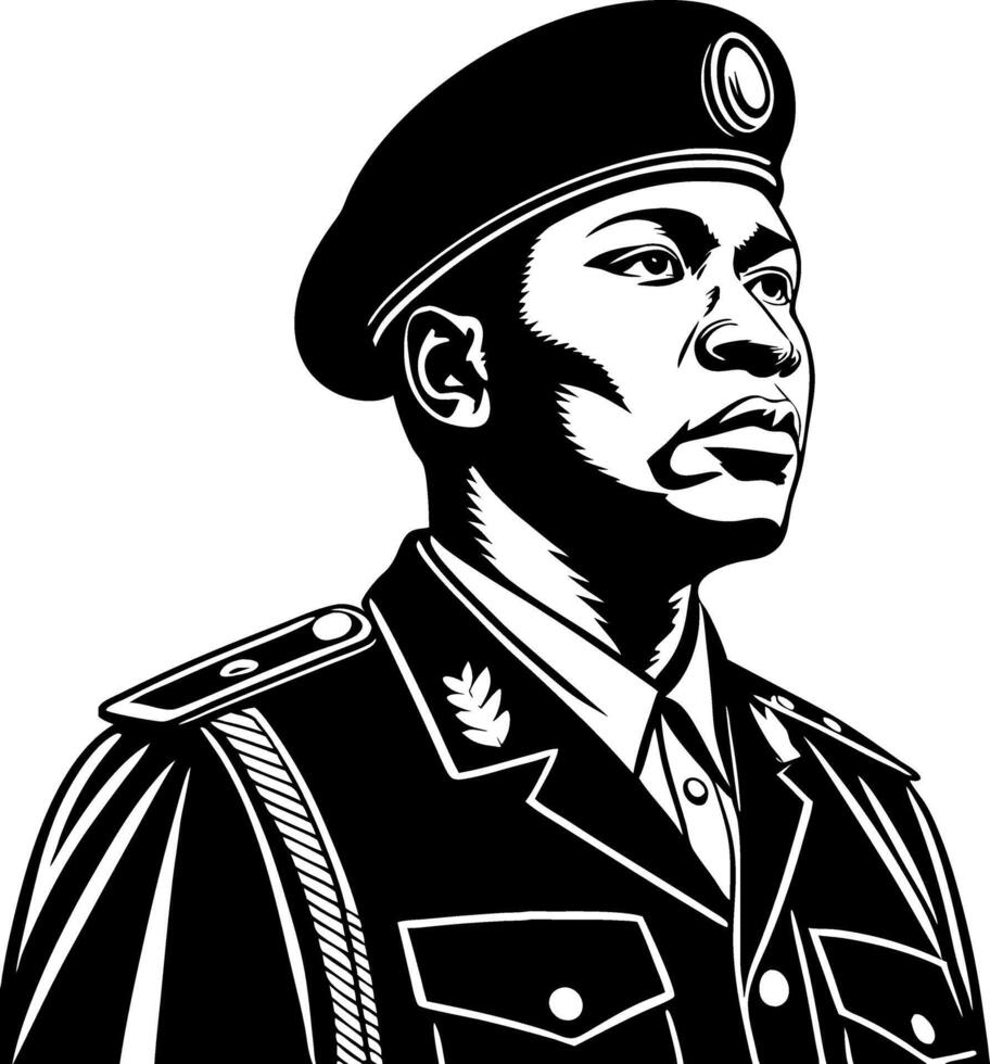 Military Officer Portrait Design for Tattoo Ideas and Coloring Books vector