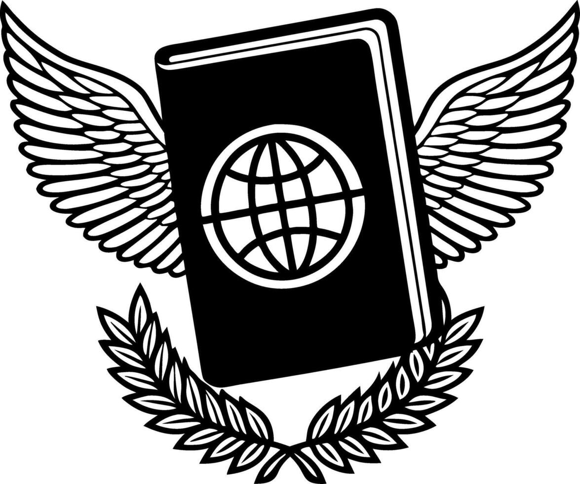Flying Passport with Wings and Globe in Vintage Design for Travel and Adventure Themes vector