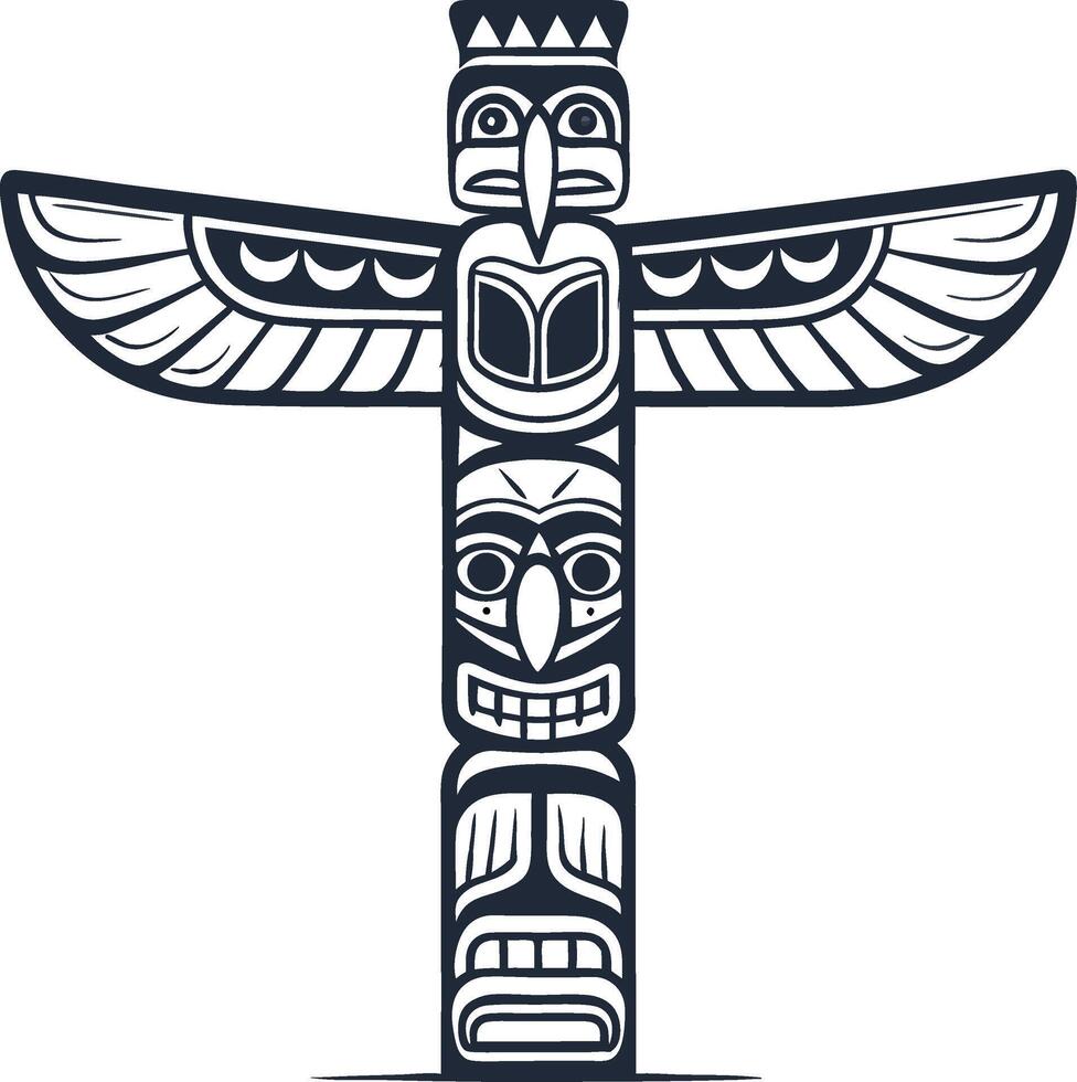 Traditional Native American Totem Pole Graphic for Cultural Art Projects and Designs vector