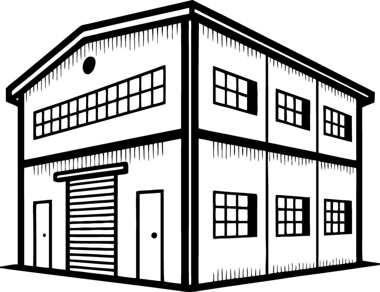 Industrial Warehouse Illustration for Architecture Design and Coloring Activities vector
