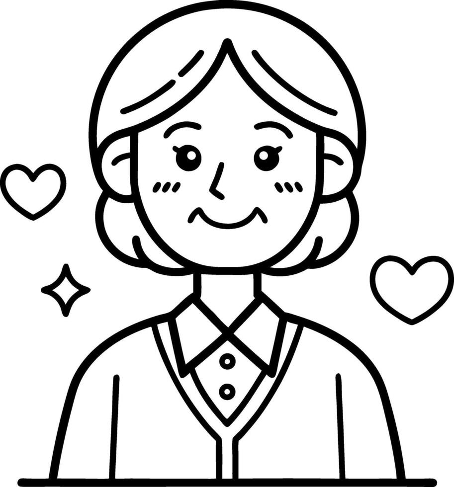 Cheerful Young Woman Smiling with Hearts and Sparkles for Positive Vibes and Emotions vector