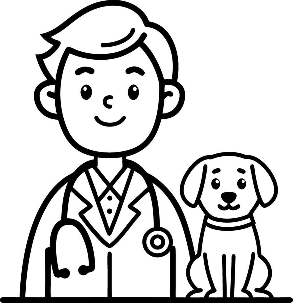 Veterinarian with Dog Cute Cartoon Character for Pet Care Illustrations and Educational Materials vector