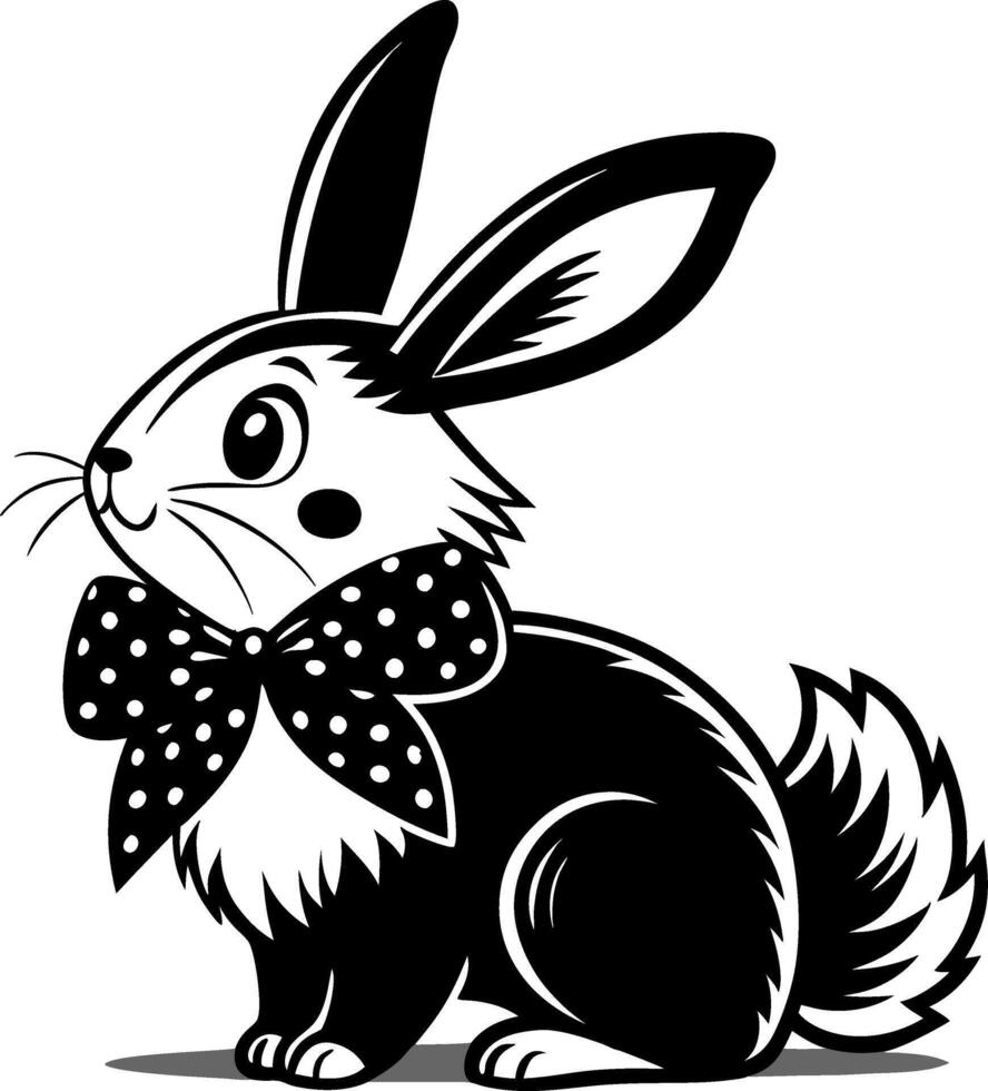 Charming Bunny with Polka Dot Bow Cute Rabbit Design for Coloring Books and Tattoos vector
