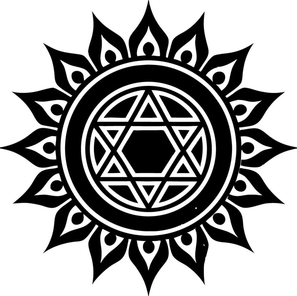 Geometric Mandala with Star of David Design for Spiritual Wellness and Tattoo Inspiration vector