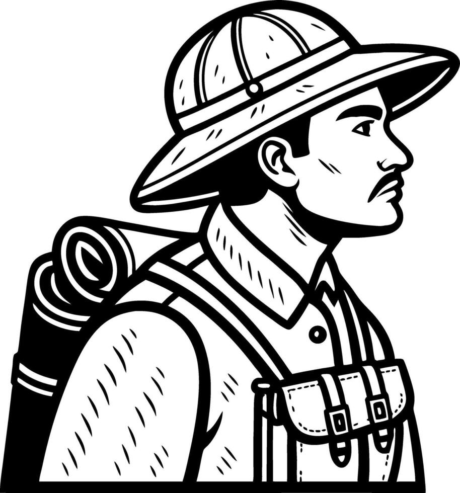 Explorer Profile Illustration Outdoor Adventure Camping Enthusiast vector