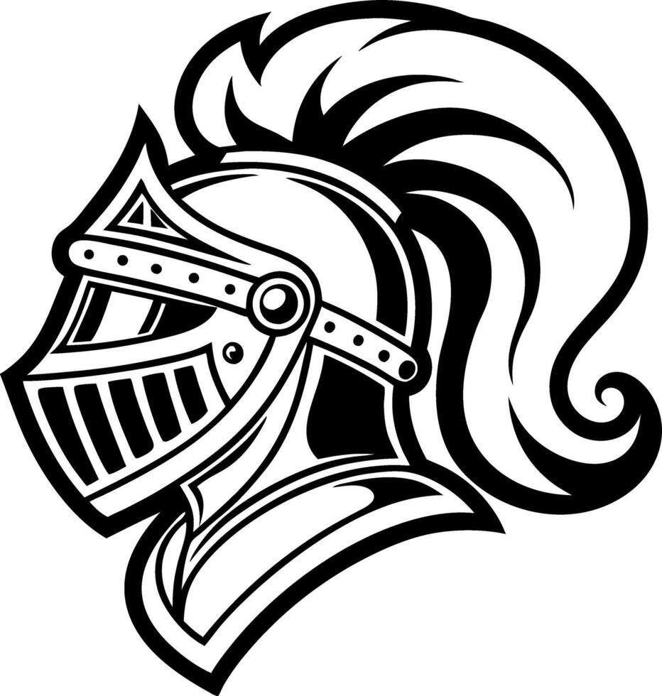 Majestic Knight Helmet Emblem Ideal for Tattoo Designs and Graphic Illustrations vector