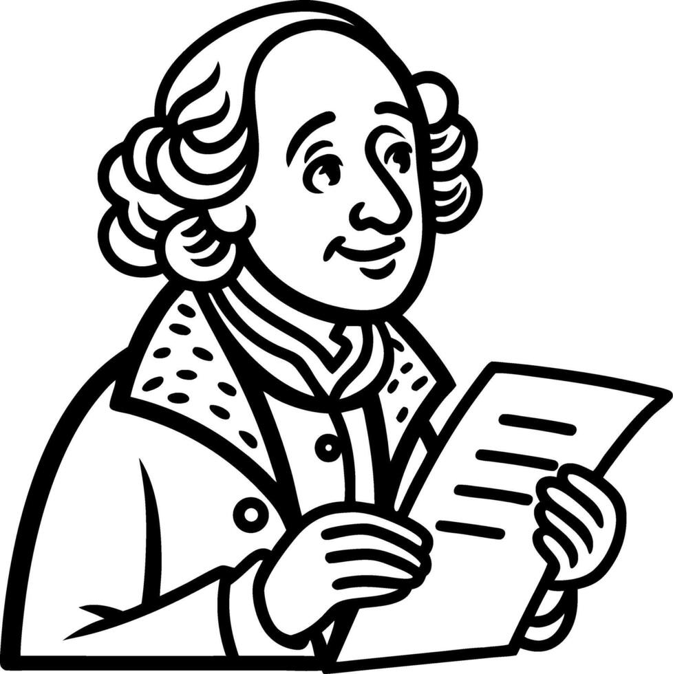 Historical Figure Holding Document Illustration for Educational Resources and Crafts vector