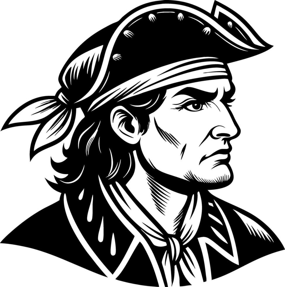 Detailed Pirate Character Illustration for Tattoo Design and Graphic Projects vector