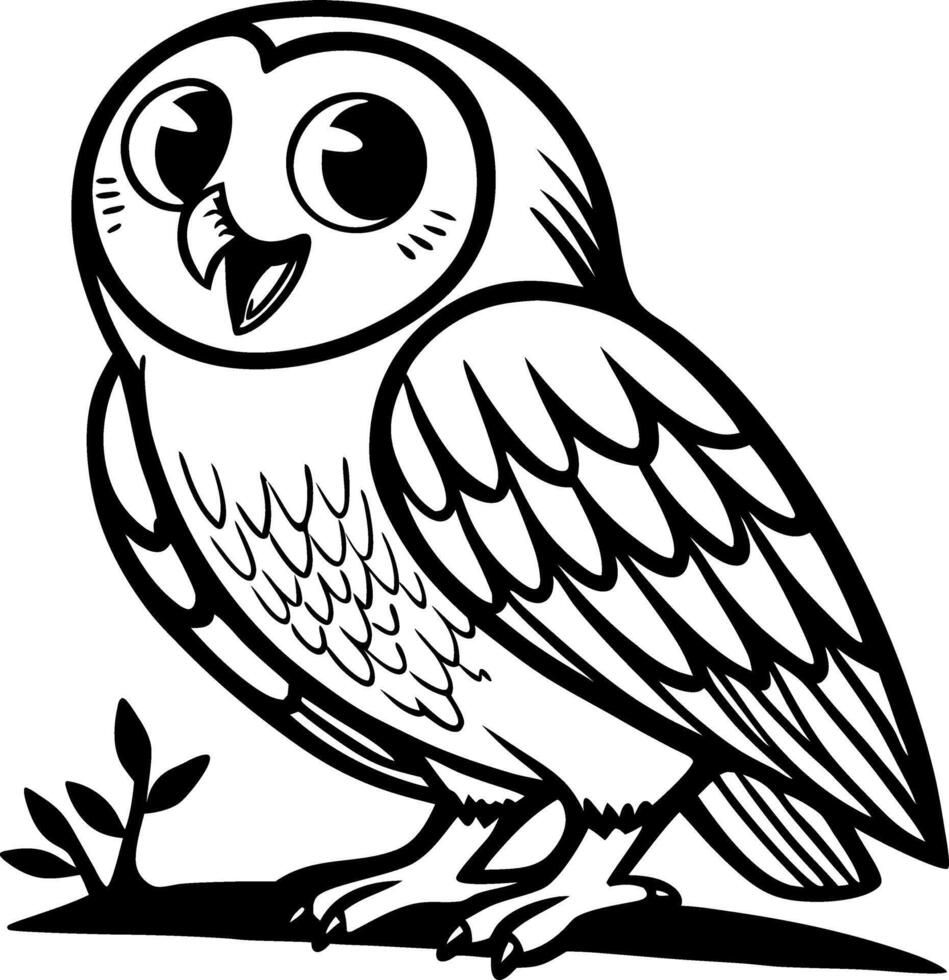 Cute Cartoon Owl Character with Playful Expression Perfect for Coloring Books or Tattoos vector