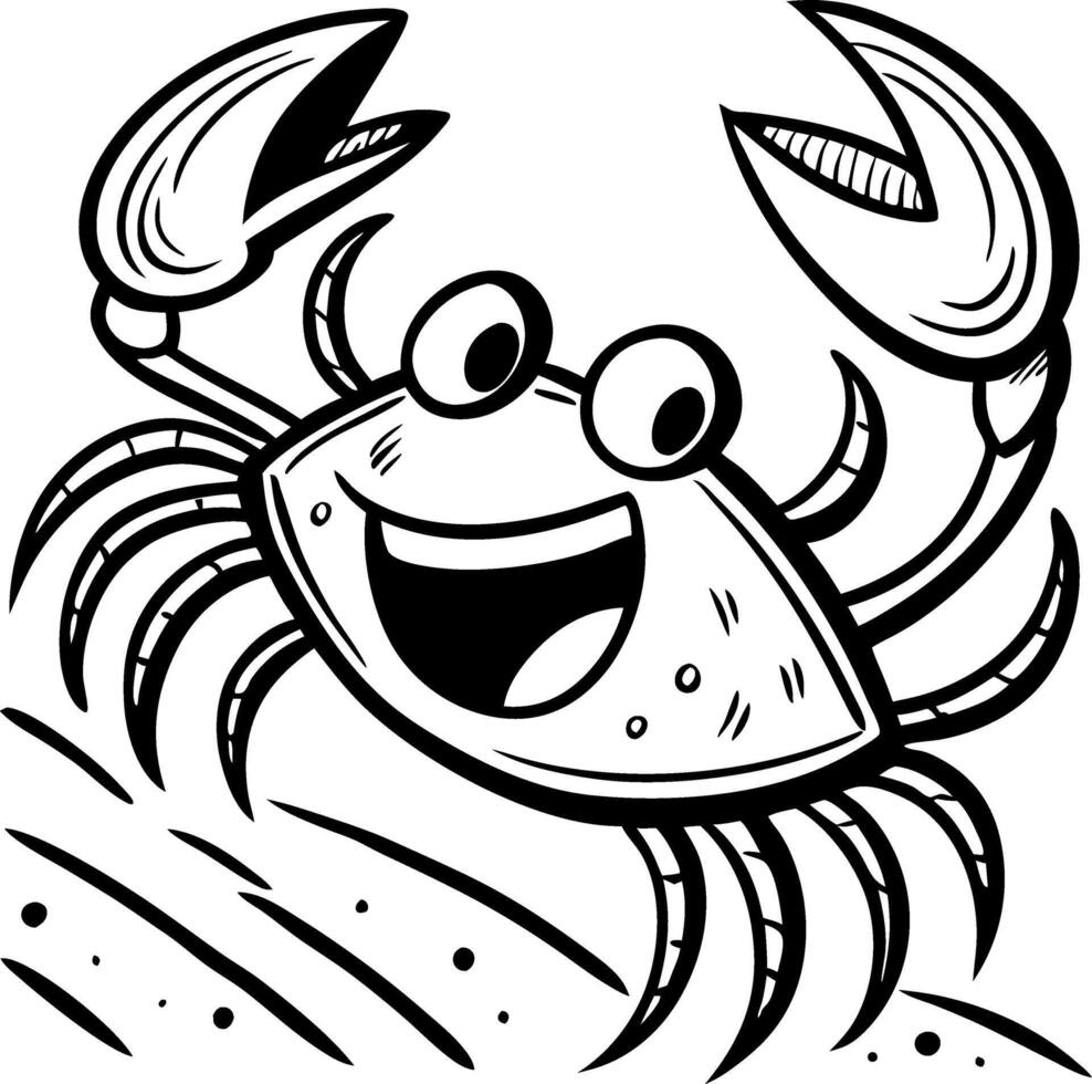 Happy Cartoon Crab Character Design for Coloring Pages and Childrens Art Projects vector