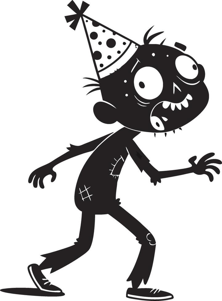 Playful Zombie Character in Party Hat for Halloween Decorations and Fun Illustrations vector