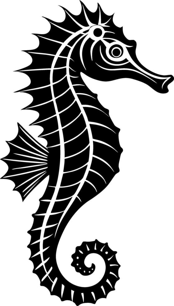 Elegant Seahorse Illustration for Tattoo Design and Coloring Book Inspiration vector