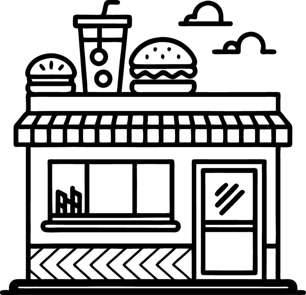 Fast Food Restaurant with Burgers and Drink for Branding and Menu Design vector