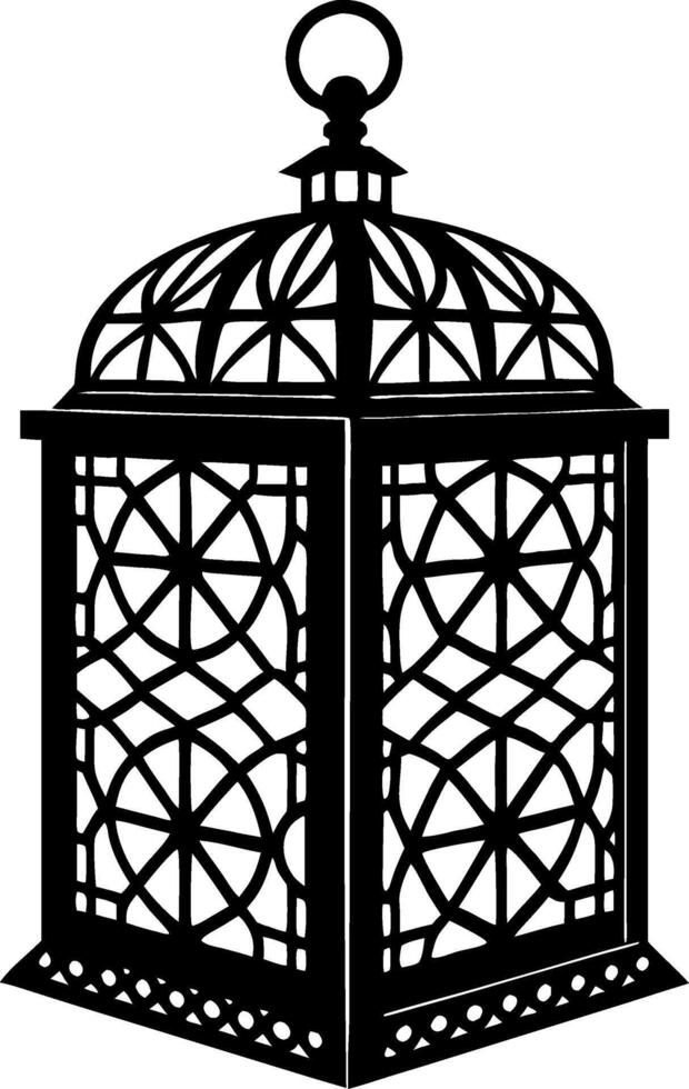 Decorative Vintage Lantern with Intricate Geometric Patterns for Elegant Home Decor and Crafting vector