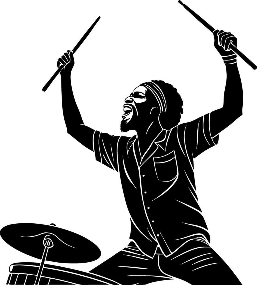 Energetic Drummer Performing Live Music Passionate Celebration of Rhythm and Sound vector