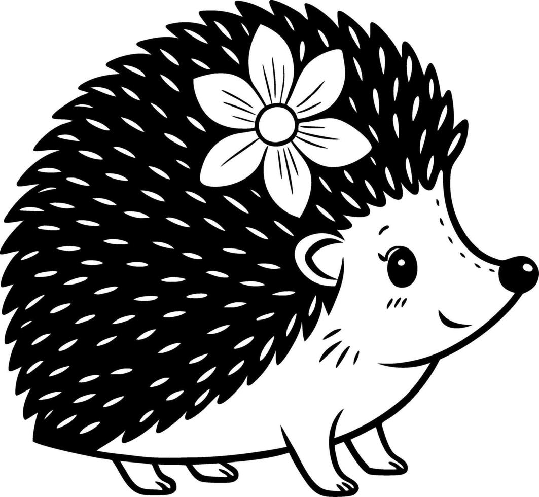 Cute Hedgehog Illustration with Flower Perfect for Childrens Coloring Books and Crafts vector