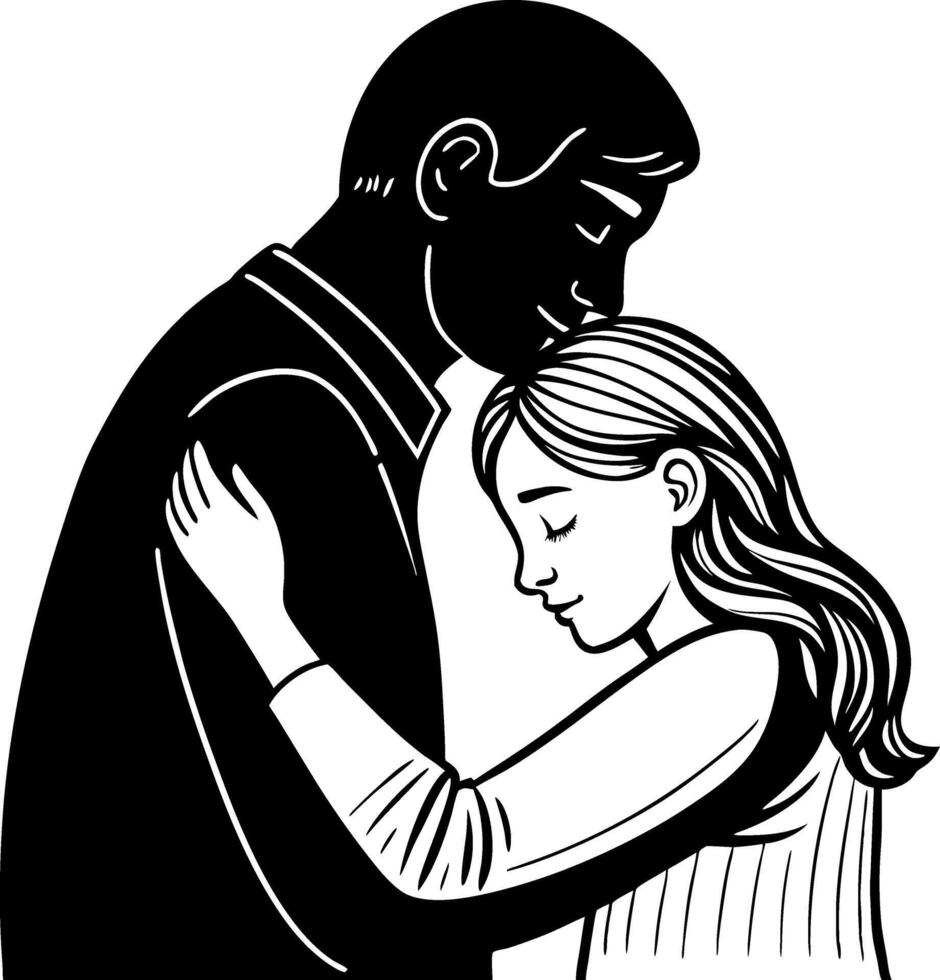 Embracing Father Daughter Love Illustration Emotive Connection Bonding Graphic vector