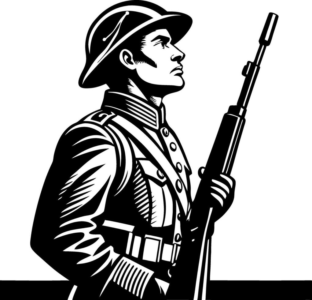 Historical Soldier Illustration Military Tribute Artwork for Posters and Tattoos vector