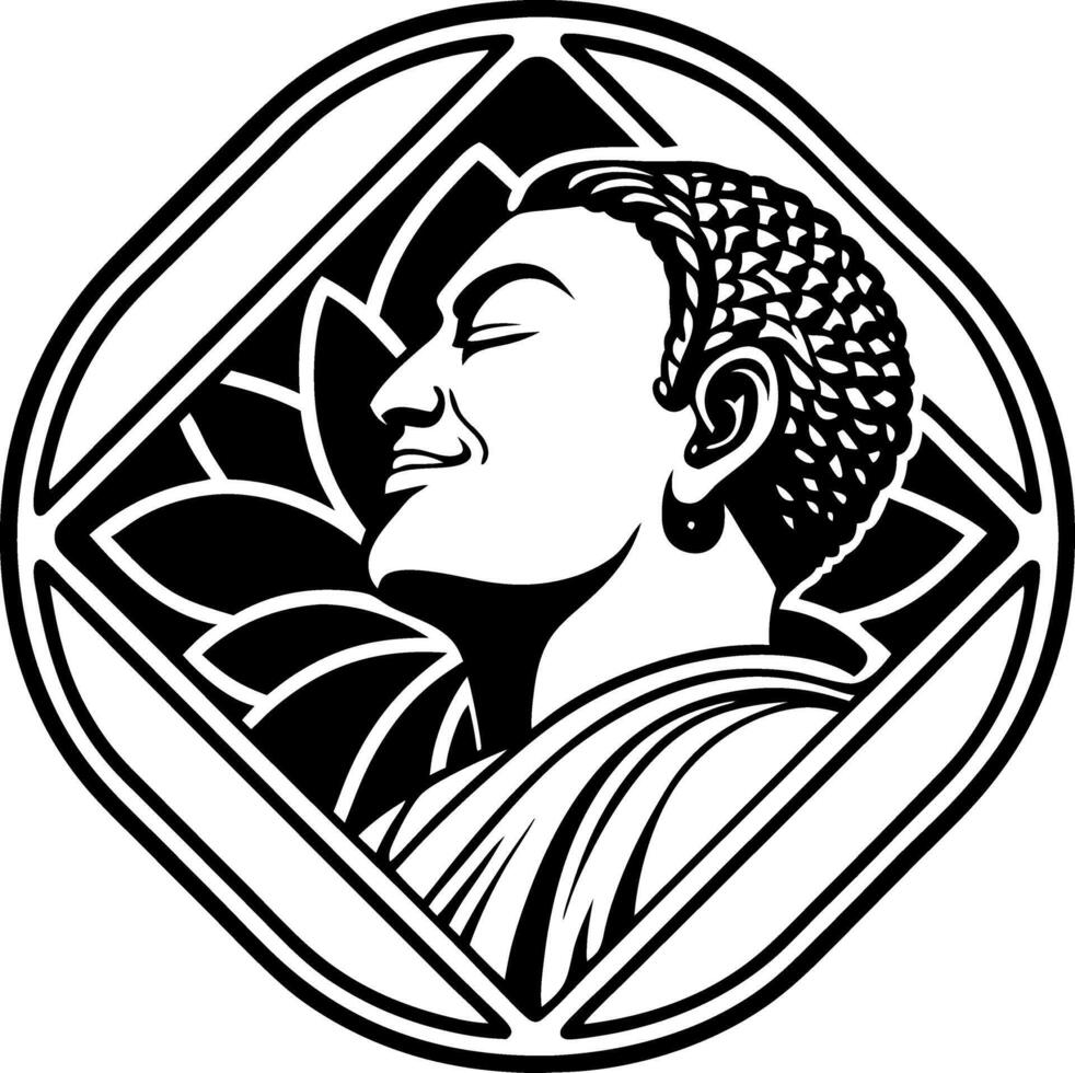 Buddha Outline Design with Lotus Flower for Spiritual Tattoo and Meditation Artwork vector