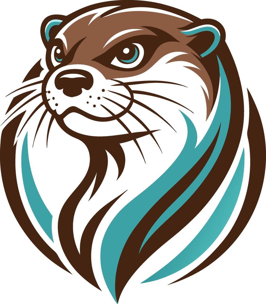 Otter Head Illustration with Flowing Lines Ideal for Tattoo Design and Branding vector