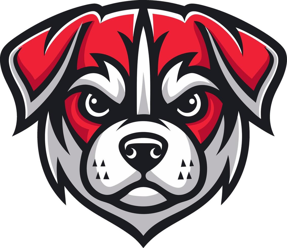 Fierce Dog Face Illustration in Bold Red and Gray for Apparel and Tattoo Designs vector