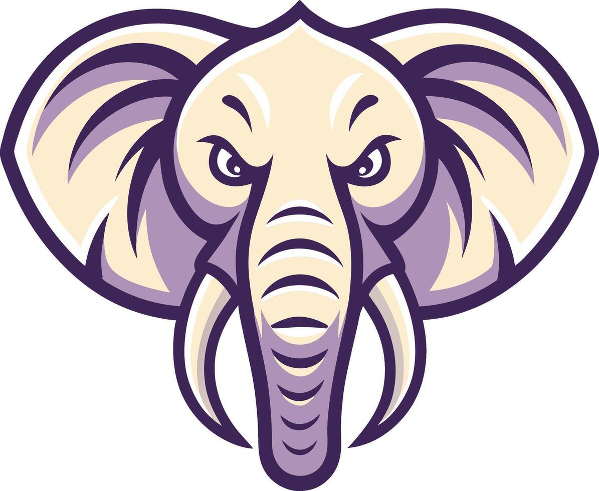 Angry Cartoon Elephant Head Illustration for Tattoo Design and Merchandise vector