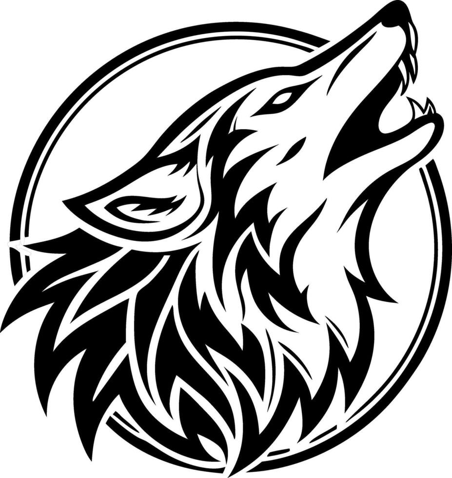 Bold Wolf Head Silhouette with Fierce Expression for Tattoo Designs and Artwork vector