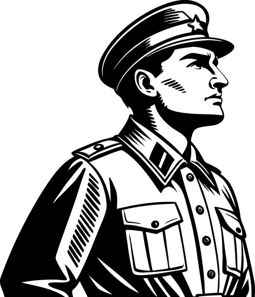 Heroic Soldier Silhouette Art for Military Themes Historical Design Projects vector