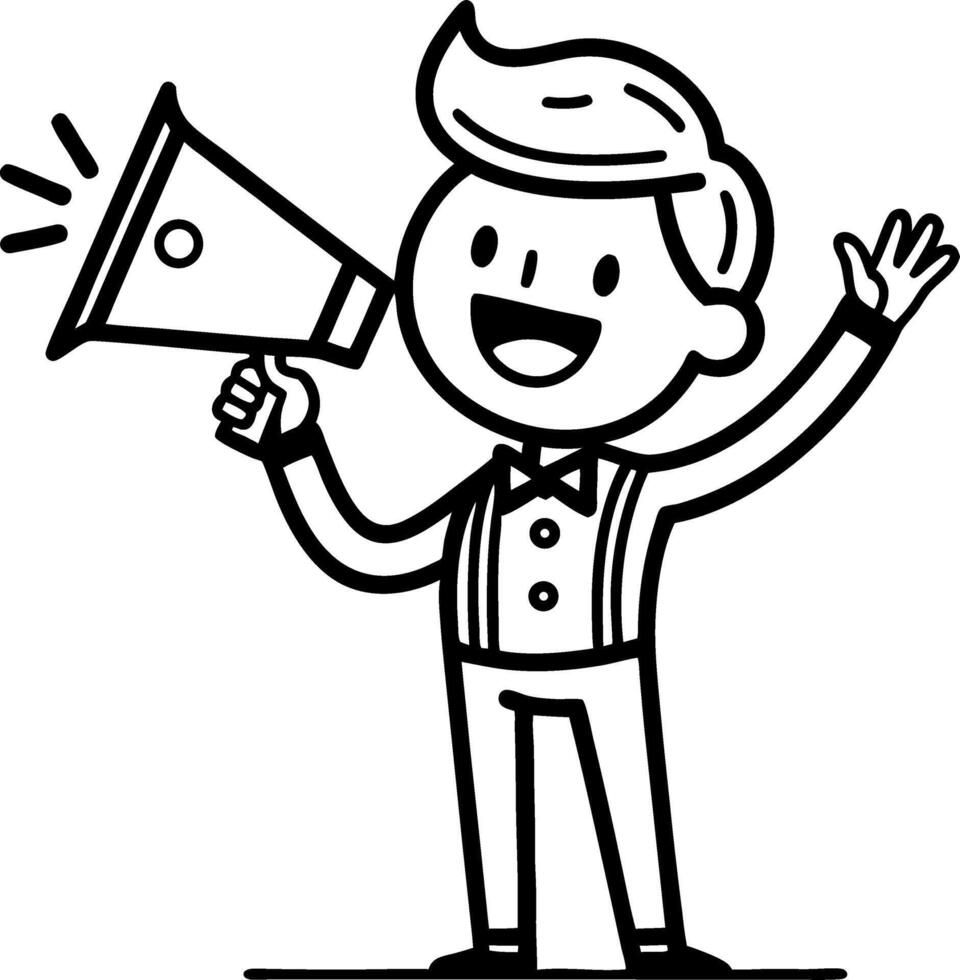 Cheerful Boy with Megaphone Expressing Excitement for Announcements and Celebrations vector