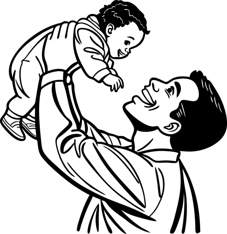 Joyful Father Holding Baby in Playful Moment Illustration for Family Themes and Designs vector
