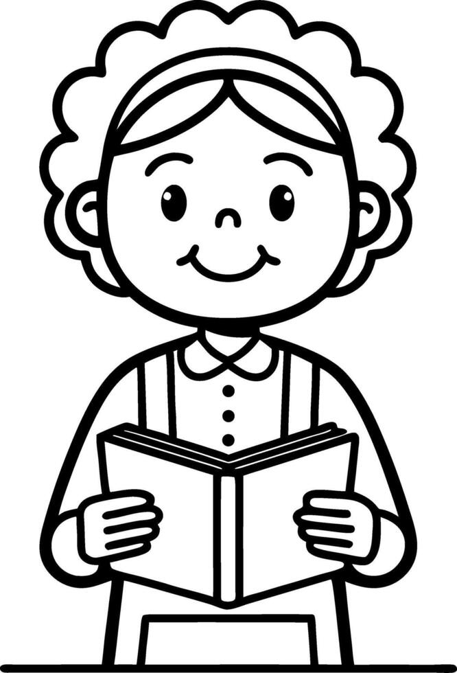 Cute Girl Holding Book Smiling Illustration Perfect for Childrens Education Materials vector