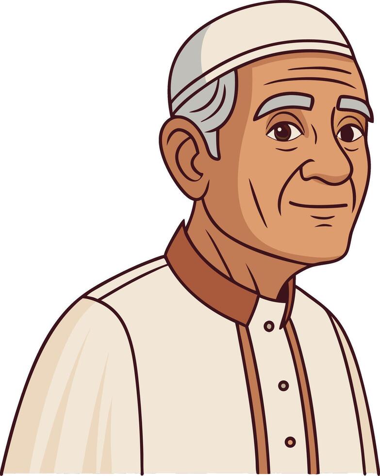 Elderly Man with Gray Hair Wearing Traditional Attire Art for Cultural Illustrations vector