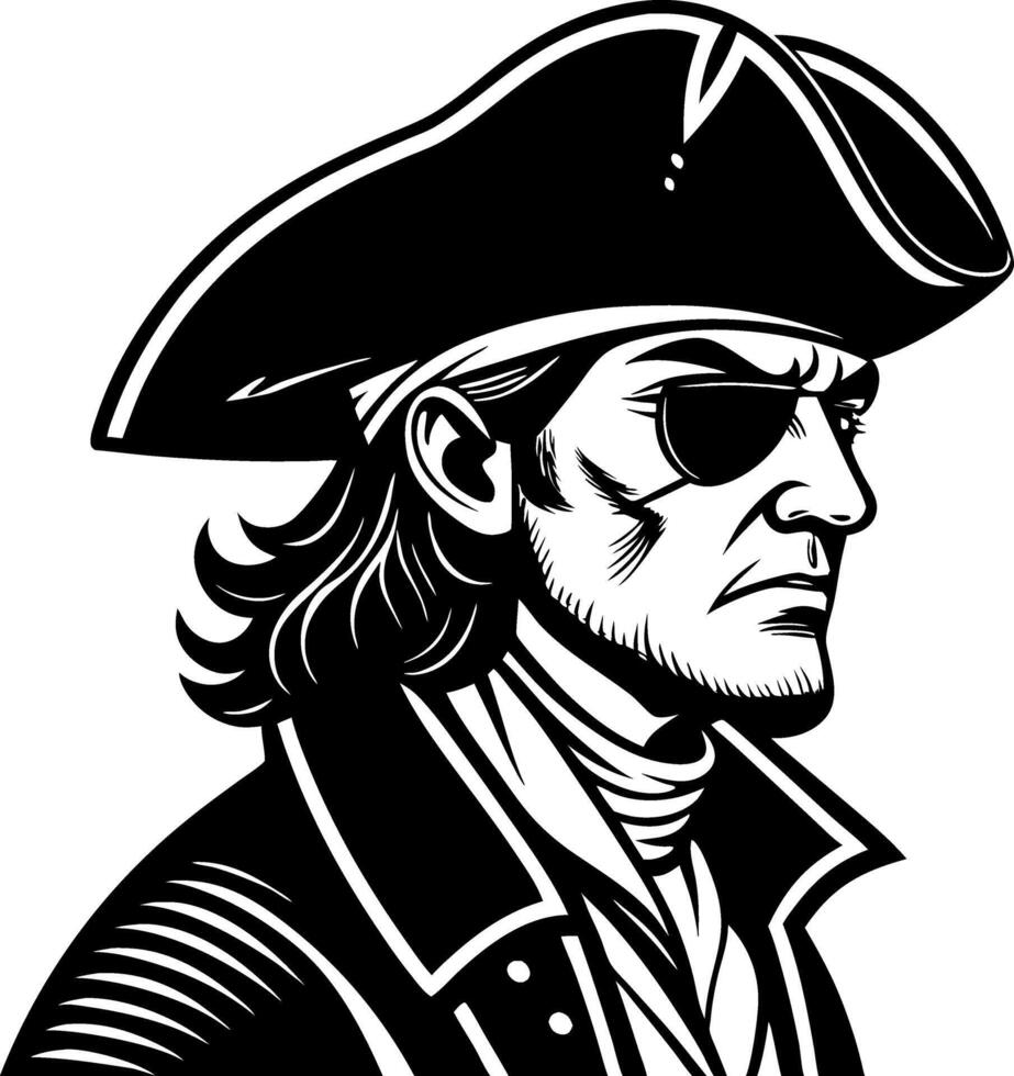Detailed Illustration of a Fearless Pirate Character in Traditional Attire Perfect for Tattoos vector