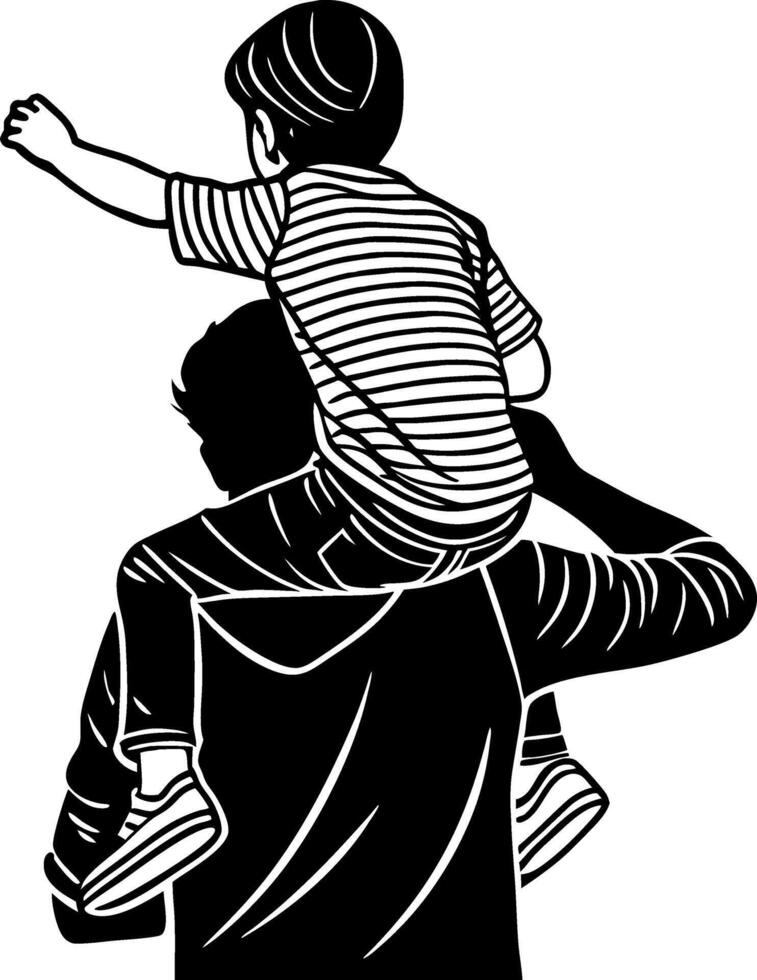 Father and Son Silhouette Illustration for Family Bonding and Adventure Themes vector