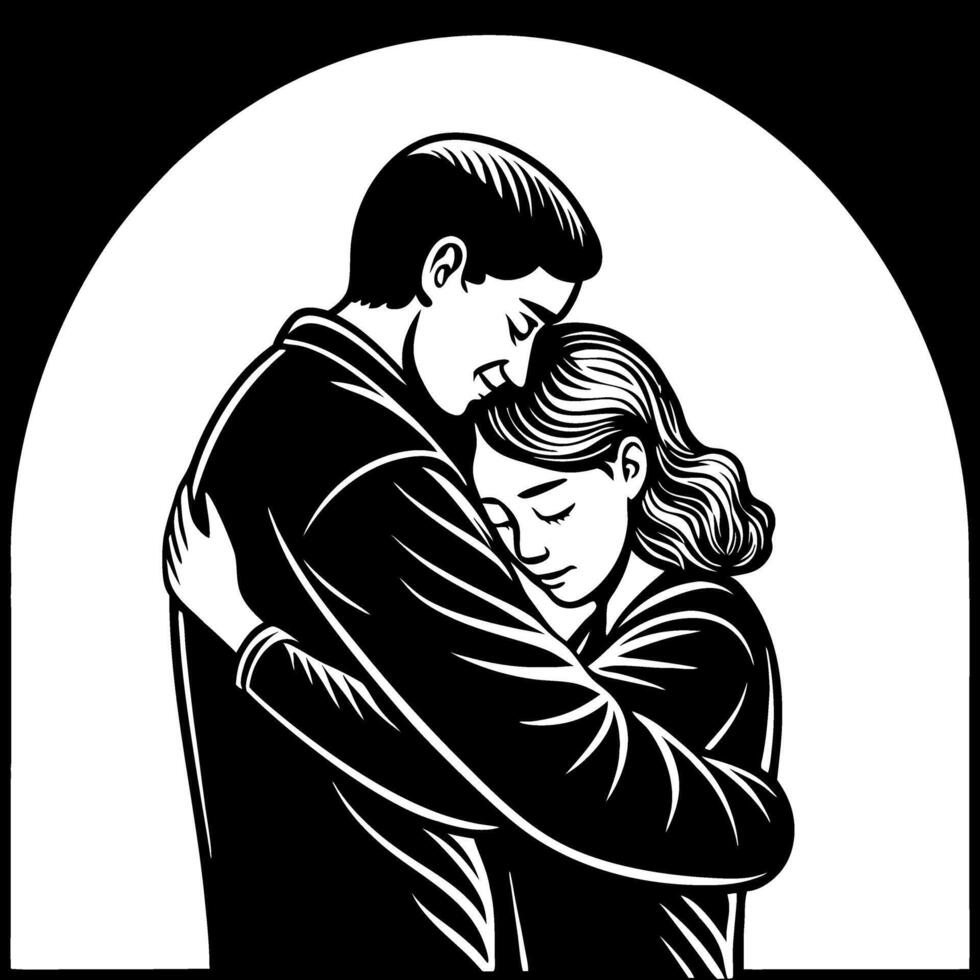 Couple Embracing Art Perfect for Love Themes or Greeting Cards vector