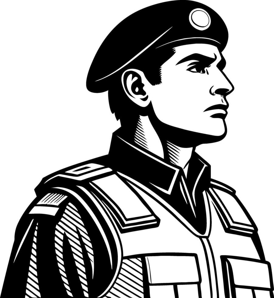 Military Soldier Graphic Strong Profile Design for Branding and Illustration vector