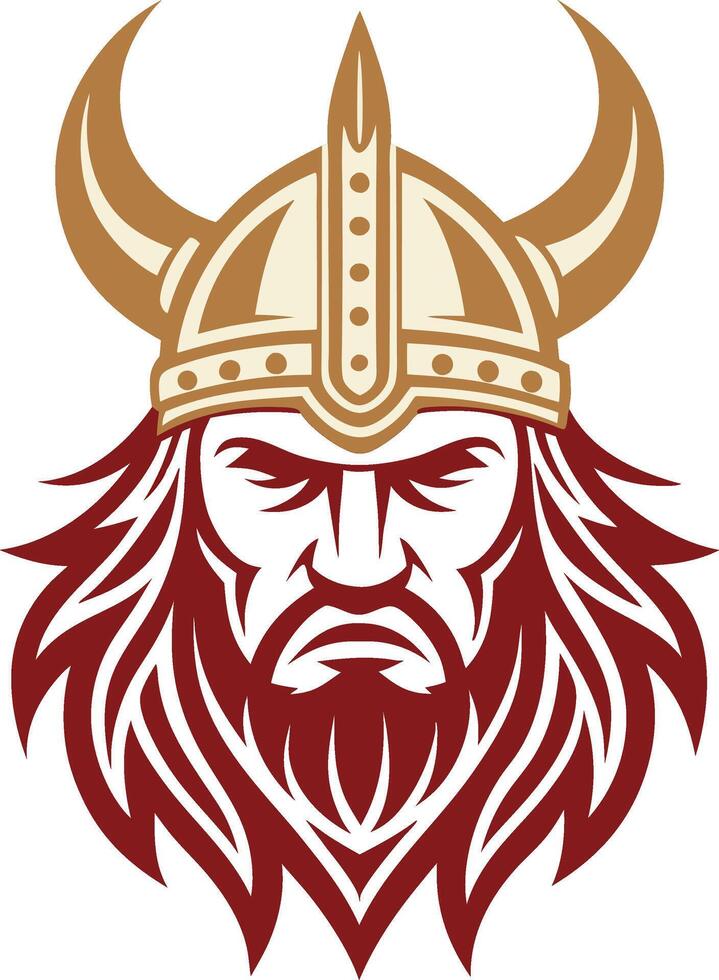 Viking Warrior Helmet Head Detailed Nordic Design for Tattoos and Sports Team Branding vector