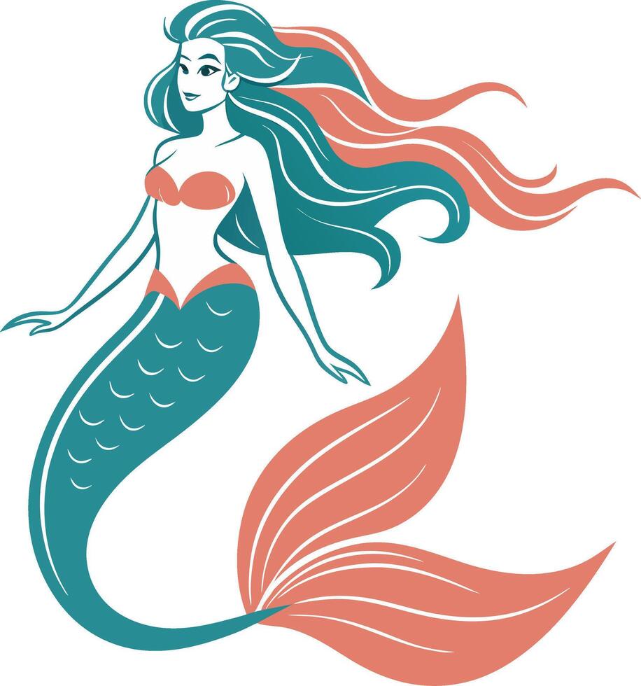 Colorful and Playful Mermaid Illustration for Tattoo Design and Craft Projects vector