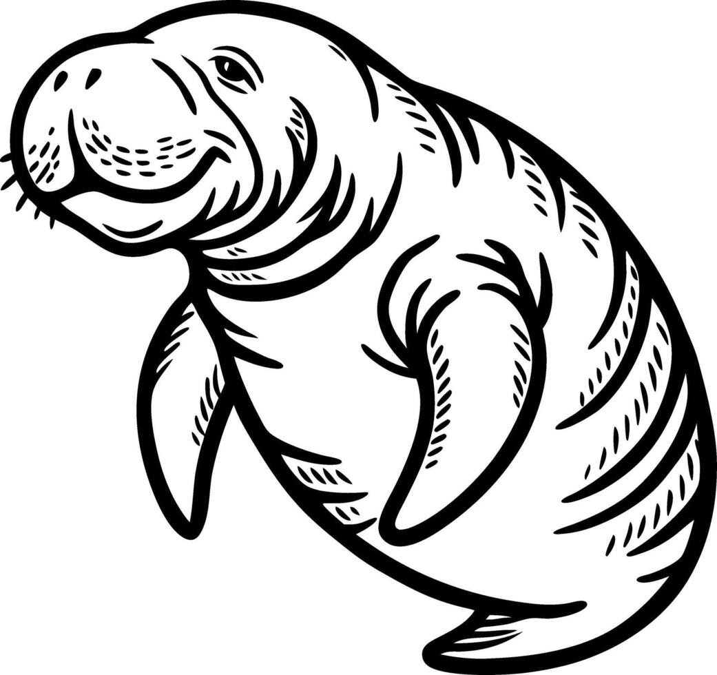 Playful Manatee Illustration for Coloring Books and Nautical Designs vector