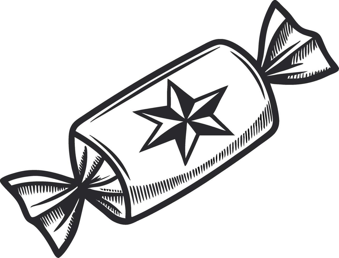 Decorative Candy Wrapper with Star Design in Vintage Style for Crafts and Illustrations vector