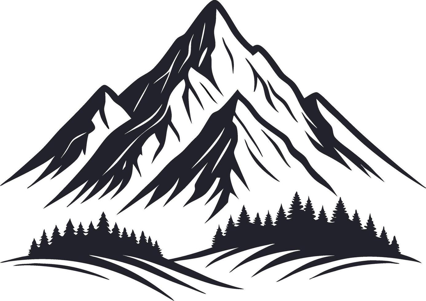 Majestic Mountain Landscape with Pine Forest Perfect for Outdoor Themed Designs vector